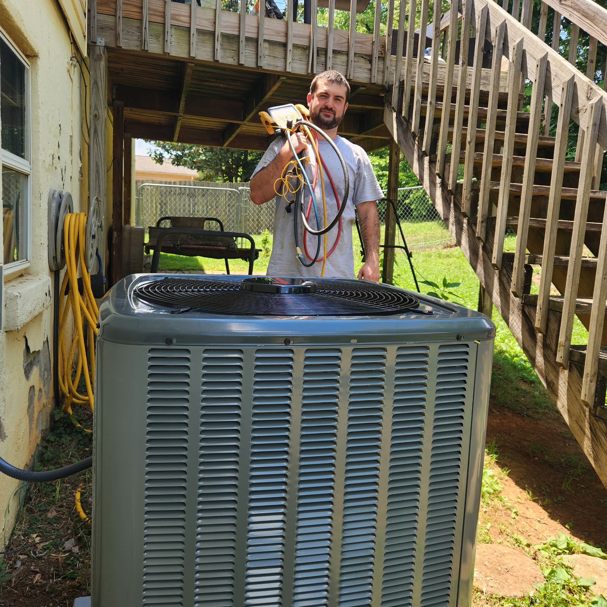 Outdoor AC unit installation by East Tennessee Air Company, Knox County