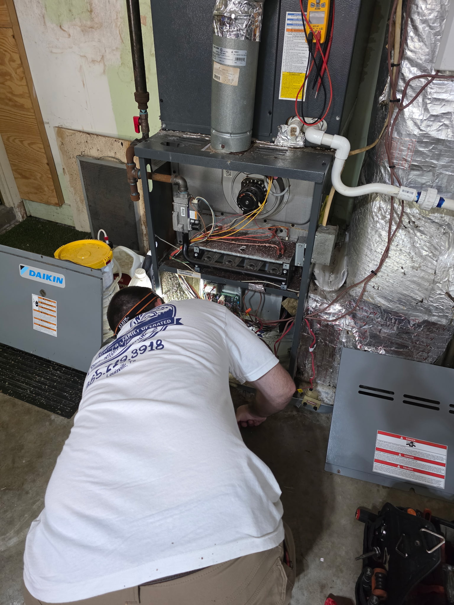 HVAC installation in progress by East Tennessee Air Company technician in Knoxville, TN